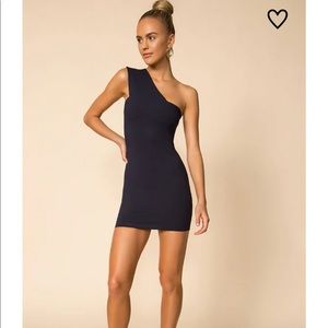 Super Down Rocky One Shoulder Dress in Navy